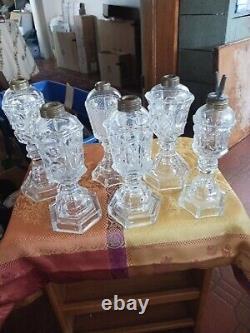 6 Peice Vintage Glass Oil Lamps