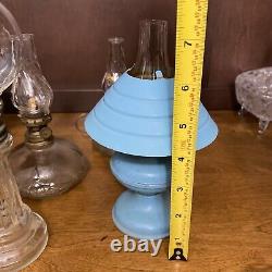 6 Vintage/Antique Miniature Tin Tole & Glass Oil Lamps P&A Mfg Acorn 6 8.5