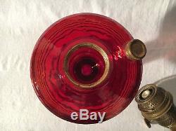 ALADDIN ANTIQUE KEROSENE OIL LAMP MODEL B-83 RUBY red BETA CRYSTAL BEEHIVE