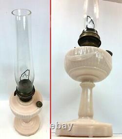 ALADDIN Lincoln Drape OIL LAMP Alacite Milk Glass Lock-On Chimney Model B Burner