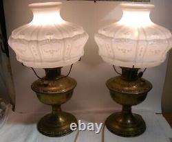 ALADDIN Model 8 Brass Electrified OIL LAMPS with Chimney &# 401 SHADE Antiques