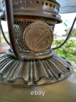 ALADDIN Model 8 Brass Electrified OIL LAMPS with Chimney &# 401 SHADE Antiques