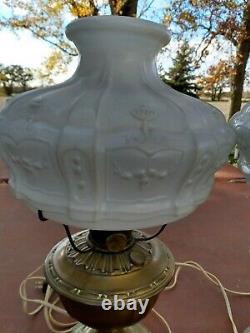ALADDIN Model 8 Brass Electrified OIL LAMPS with Chimney &# 401 SHADE Antiques