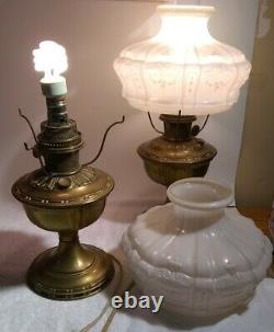 ALADDIN Model 8 Brass Electrified OIL LAMPS with Chimney &# 401 SHADE Antiques