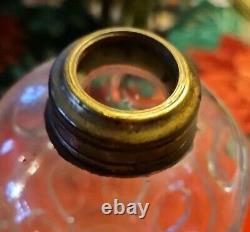 ANTIQUE 19th CENTURY FLINT GLASS WHALE OIL LAMP THUMBPRINT PATTERN