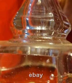 ANTIQUE 19th CENTURY FLINT GLASS WHALE OIL LAMP THUMBPRINT PATTERN