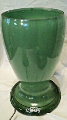 ANTIQUE ALADDIN Venetian Art Craft glass Oil table lamp green 1934-35
