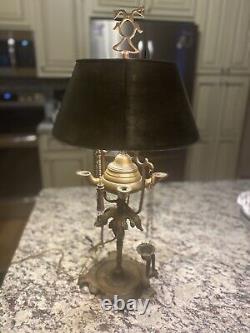 ANTIQUE BRASS LUCERNE WHALE OIL LAMP 4 BURNER withTOOLS CONVERTED TO ELECTRIC