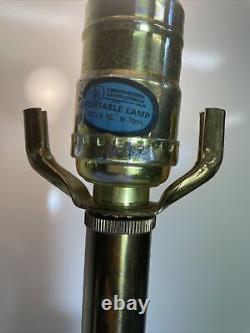 ANTIQUE Brass/glass Electric OIL Style Lamp Mid Century Modern Nautical Tall