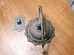 ANTIQUE CAST IRON WALL HANGING DOUBLE JOINTED BRACKET OIL LAMP Pat Dec 18 87