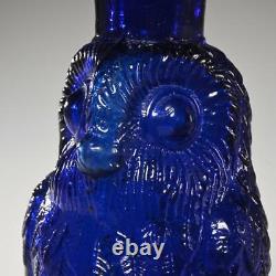 ANTIQUE COBALT BLUE GLASS OWL OIL LAMP BASE, NUSERY LAMP, c. 1890s