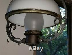 ANTIQUE CONVERTED ELECTRIC 19 c. VICTORIAN HANGING KEROSENE OIL HANGING LAMP