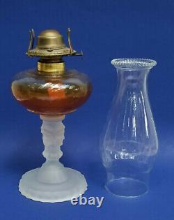 ANTIQUE EAPG DUNCAN THREE FACE OIL LAMP with EAGLE BURNER