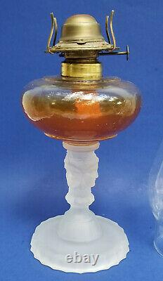 ANTIQUE EAPG DUNCAN THREE FACE OIL LAMP with EAGLE BURNER