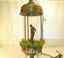ANTIQUE EXTRA LARGE OIL RAIN GODDESS SWAG MOTION LAMP Johnson Industry RUSTIC