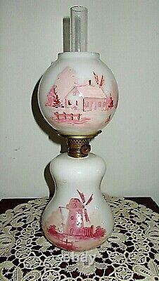 ANTIQUE HP GWTW MINIATURE/JUNIOR OIL LAMPWINDMILL WithCOUNTRY THEME