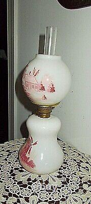 ANTIQUE HP GWTW MINIATURE/JUNIOR OIL LAMPWINDMILL WithCOUNTRY THEME