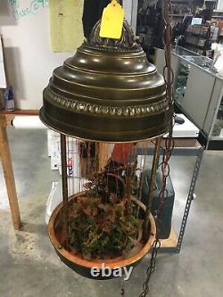 ANTIQUE Hanging Oil Spinning Wheel Lamp