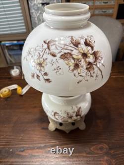 ANTIQUE Late 1800s HAND PAINTED FLORAL Oil Lamp Complete Dual Wick