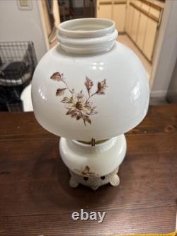 ANTIQUE Late 1800s HAND PAINTED FLORAL Oil Lamp Complete Dual Wick