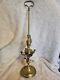 ANTIQUE ORIGINAL Late 1800's BRASS 4 WICK WHALE OIL LAMP 21 INCHES TALL EXT RARE