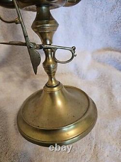 ANTIQUE ORIGINAL Late 1800's BRASS 4 WICK WHALE OIL LAMP 21 INCHES TALL EXT RARE