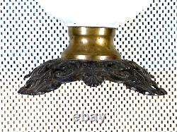 ANTIQUE Ornate HAND PAINTED GWTW Oil Lamp Square Stamped, 938 Phoenix, METAL FOOT