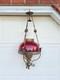 ANTIQUE RED RUBY VICTORIAN OIL PARLOR HANGING LAMP 1800's Eagle