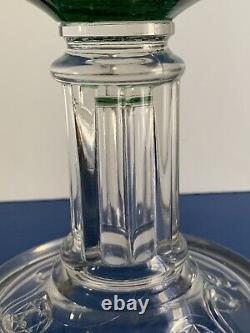 ANTIQUE-RIVERSIDE-EMERALD GREEN-FERN OIL LAMP-1890s-URANIUM GLASS-BANNER BURNER