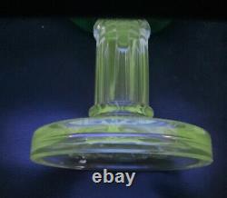 ANTIQUE-RIVERSIDE-EMERALD GREEN-FERN OIL LAMP-1890s-URANIUM GLASS-BANNER BURNER