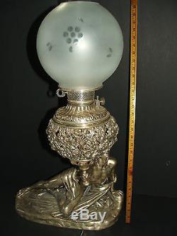 ANTIQUE Soldat Spartiate (Jean Pierre Cortot) sculpture oil lamp STUNNING MUST C