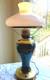 ANTIQUE Victorian Success Electrified Kerosene Lamp Brass Base GWTW Hand Painted