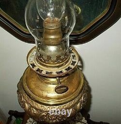 ANT. SUCCESS CHERUB PUTTI BANQUET OIL LAMP WithORIGINAL PUTTI BALL SHADECONVERTED