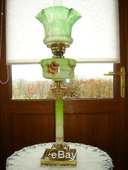 A Beautiful Quality Green Design Victorian Oil Lamp