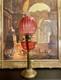A Lovely Cranberry Continental Oil Lamp
