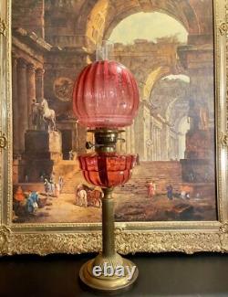 A Lovely Cranberry Continental Oil Lamp