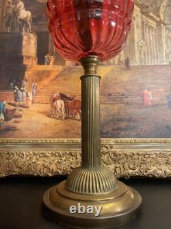 A Lovely Cranberry Continental Oil Lamp