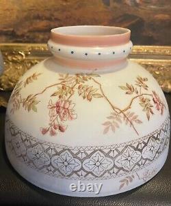 A Lovely Victorian Style Mt. Washington Glass Floral GWTW Hurricane Oil Lamp