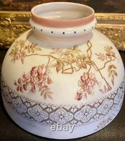 A Lovely Victorian Style Mt. Washington Glass Floral GWTW Hurricane Oil Lamp