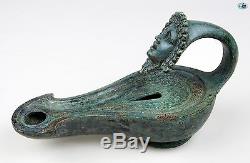 Adorable Ancient 1st Cent. AD Roman Bronze Oil Lamp with Goddess Head