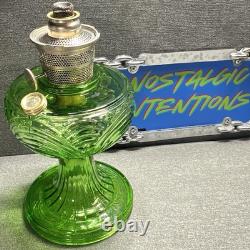 Aladdin B40 Washington Drape Oil Lamp Green Moonstone Uranium Glass Pre War 1939