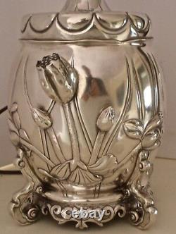 Amazing Gorham Sterling Aesthetic Movement Figural Water Lily Oil Lamp 1882