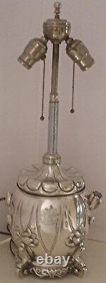 Amazing Gorham Sterling Aesthetic Movement Figural Water Lily Oil Lamp 1882