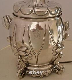 Amazing Gorham Sterling Aesthetic Movement Figural Water Lily Oil Lamp 1882