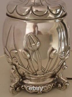 Amazing Gorham Sterling Aesthetic Movement Figural Water Lily Oil Lamp 1882