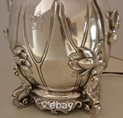 Amazing Gorham Sterling Aesthetic Movement Figural Water Lily Oil Lamp 1882