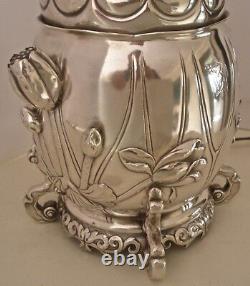 Amazing Gorham Sterling Aesthetic Movement Figural Water Lily Oil Lamp 1882