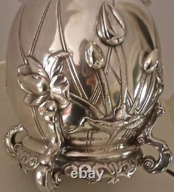 Amazing Gorham Sterling Aesthetic Movement Figural Water Lily Oil Lamp 1882