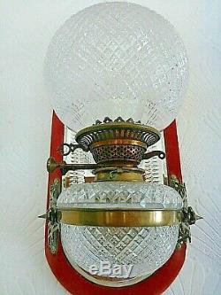 Amazing Pair Of Huge Victorian 25 Inch Osler Cut Glass Mirrored Oil Lamps