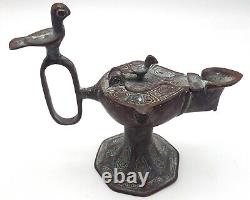 Ancient Medieval Persian Islamic Seljuk Oil Lamp Bronze Circa 12th #CP339